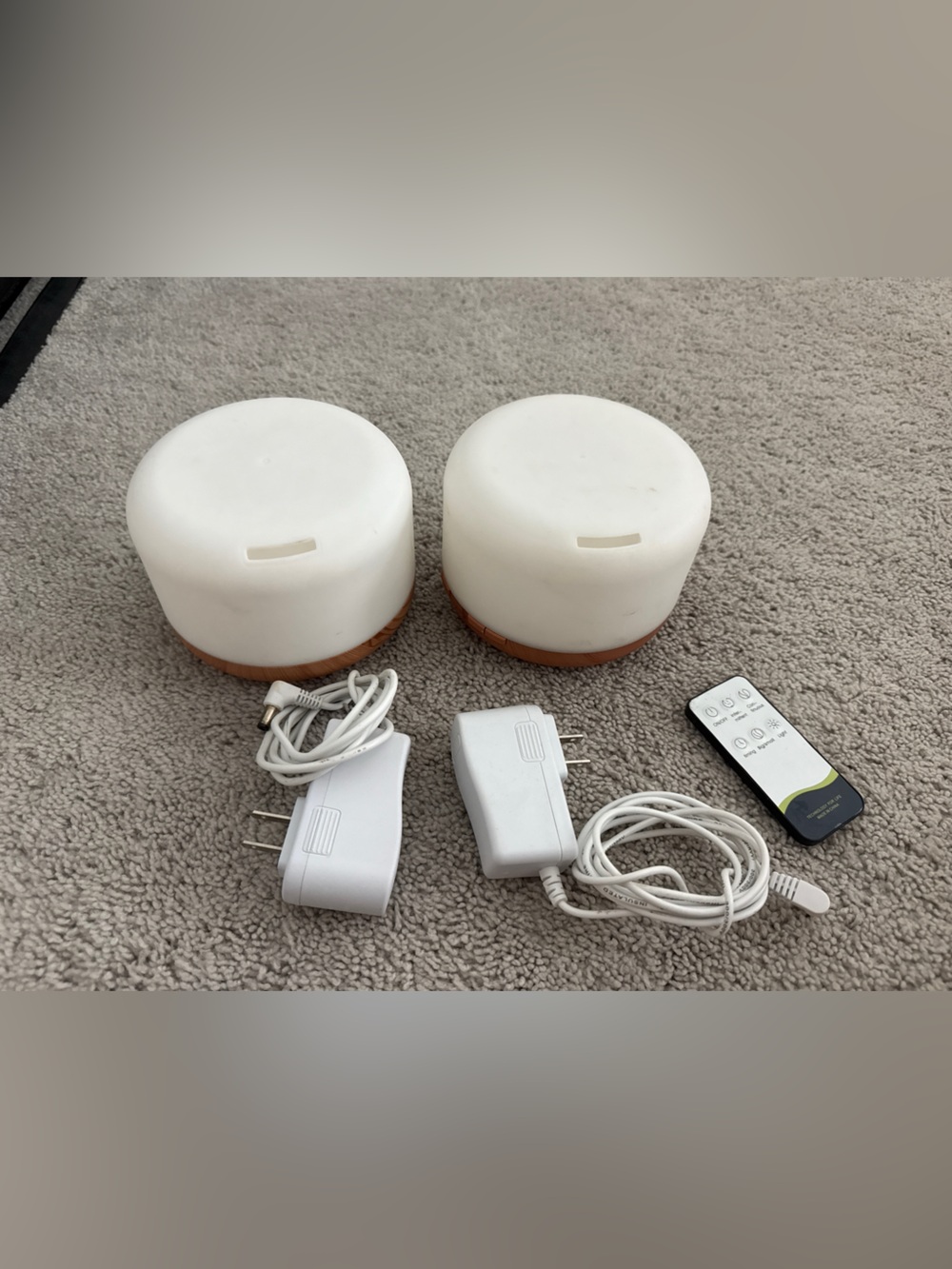 Set of 2 Ultrasonic Aromatherapy Essential Oil Diffusers with Remote & AC Adapte